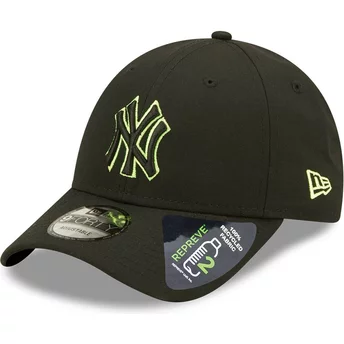 Casquette courbée noire snapback avec logo vert 9FORTY Neon Pack REPREVE New York Yankees MLB New Era
