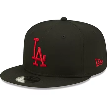 Casquette plate noire snapback avec logo rouge 9FIFTY League Essential Los Angeles Dodgers MLB New Era