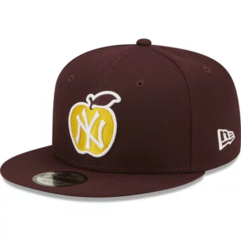 Casquette plate grenat et jaune snapback 9FIFTY NY Apple New York Yankees MLB New Era
