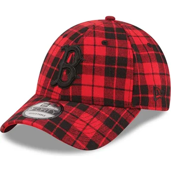 Casquette courbée rouge ajustable avec logo noir 9FORTY Plaid Boston Red Sox MLB New Era