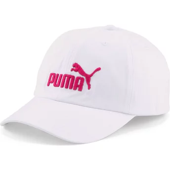 Casquette courbée blanche ajustable avec logo rouge Essentials Puma