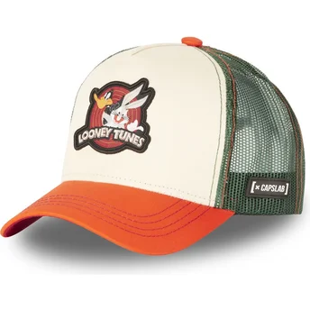 Casquette trucker beige, verte et orange Bugs Bunny et Daffy Duck LO2 Looney Tunes Capslab