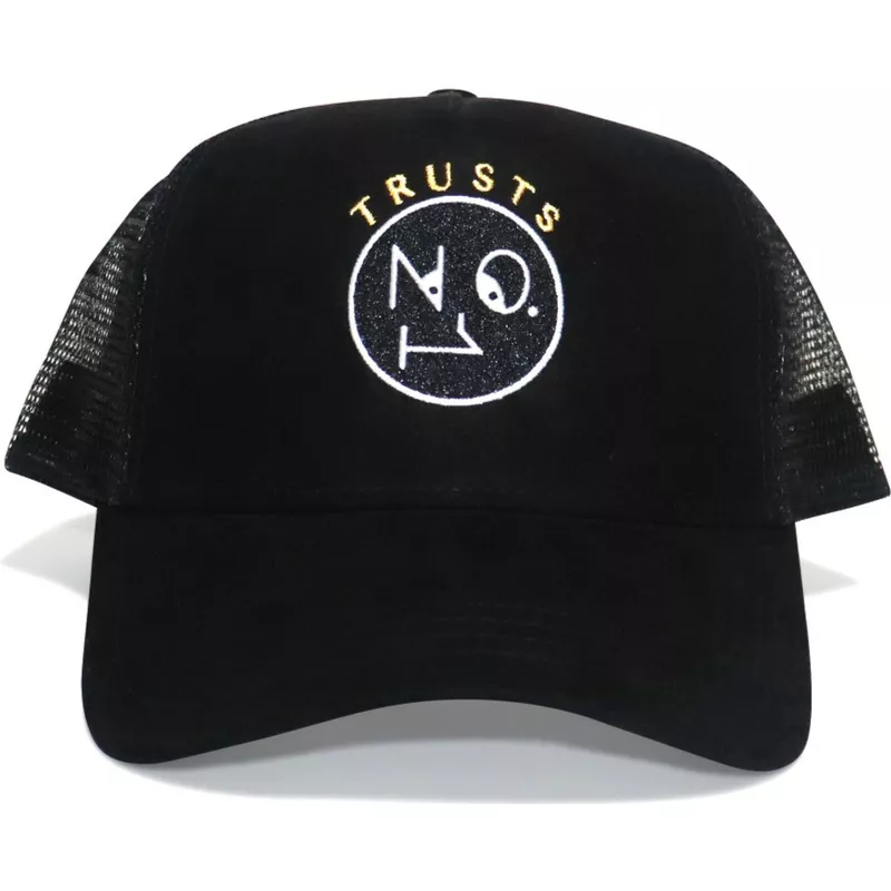 casquette-trucker-noire-trusts-no1-suede-black-gold-logo-the-no1-face