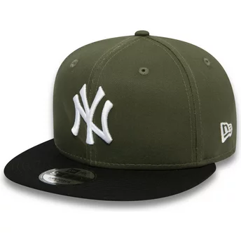 Casquette plate verte et noire snapback 9FIFTY Colour Block New York Yankees MLB New Era