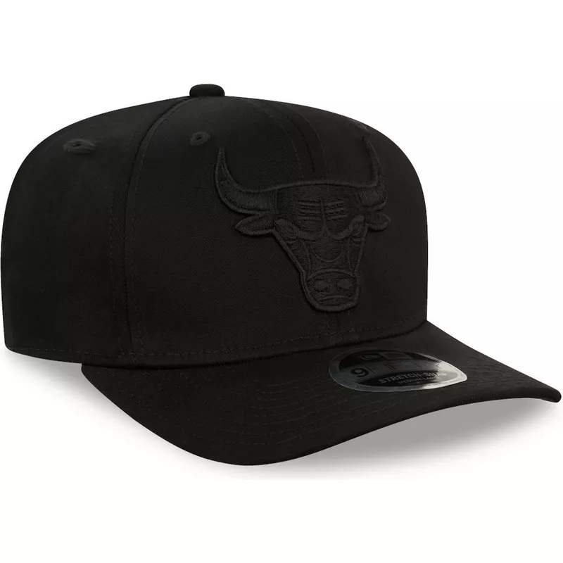 casquette-courbee-noire-snapback-avec-logo-noir-9fifty-tonal-stretch-snap-chicago-bulls-nba-new-era