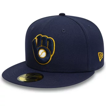 Casquette plate bleue marine ajustée 59FIFTY Authentic On Field Milwaukee Brewers MLB New Era