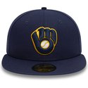 casquette-plate-bleue-marine-ajustee-59fifty-authentic-on-field-milwaukee-brewers-mlb-new-era