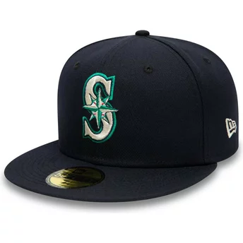 Casquette plate bleue marine ajustée 59FIFTY Authentic On Field Seattle Mariners MLB New Era
