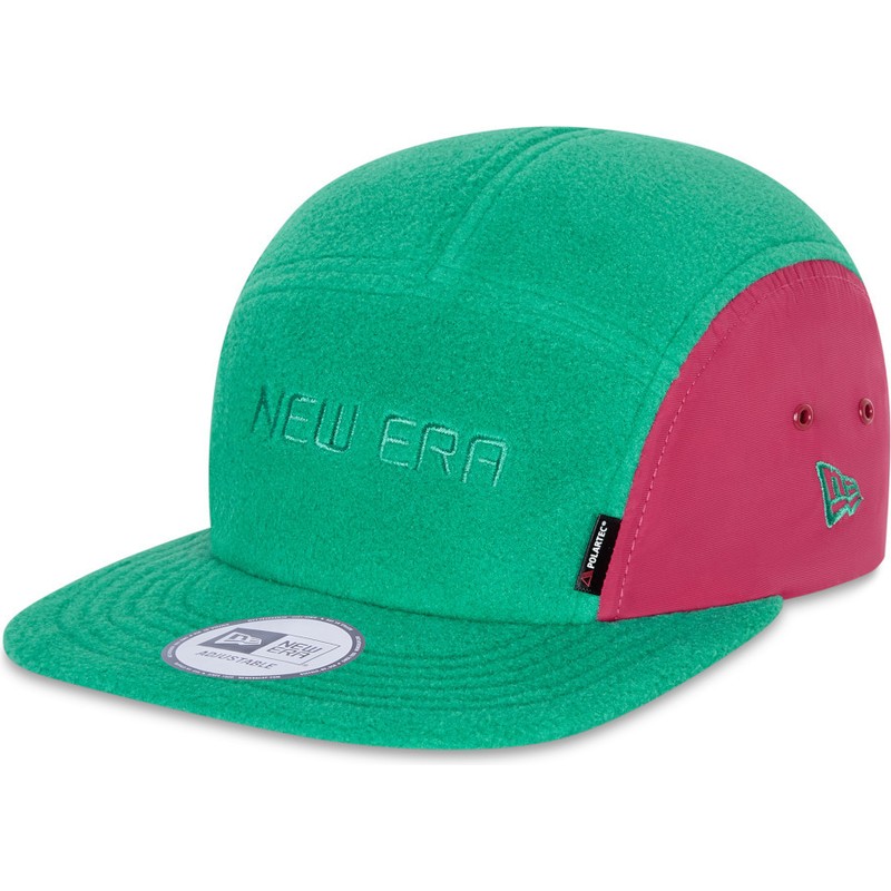 casquette-plate-verte-et-rose-ajustable-camper-polartec-fleece-new-era