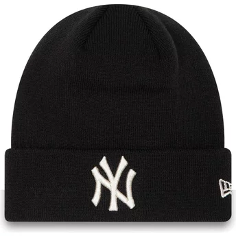 Bonnet noir pour femme Cuff Metallic New York Yankees MLB New Era