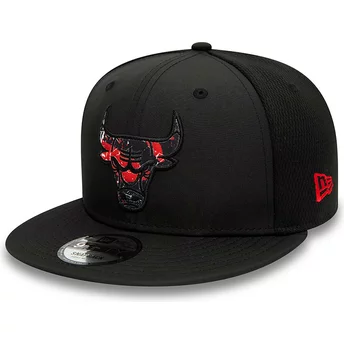 Casquette plate noire snapback avec logo rouge 9FIFTY Print Infill Chicago Bulls NBA New Era