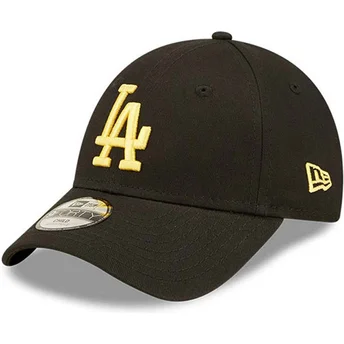 Casquette courbée noire ajustable pour enfant avec logo doré 9FORTY League Essential Los Angeles Dodgers MLB New Era