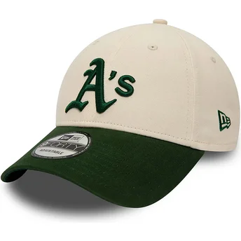 Casquette courbée beige et verte ajustable 9FORTY Oakland Athletics MLB New Era