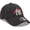 casquette-courbee-bleue-marine-ajustable-9forty-flower-new-york-yankees-mlb-new-era
