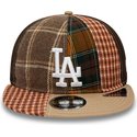 casquette-plate-marron-ajustable-9fifty-patch-panel-los-angeles-dodgers-mlb-new-era