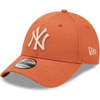 Casquette courbée orange ajustable avec logo beige 9FORTY League Essential New York Yankees MLB New Era