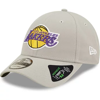 Casquette courbée grise ajustable 9FORTY Repreve Los Angeles Lakers NBA New Era
