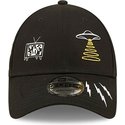 casquette-courbee-noire-ajustable-new-york-9forty-graphic-new-era