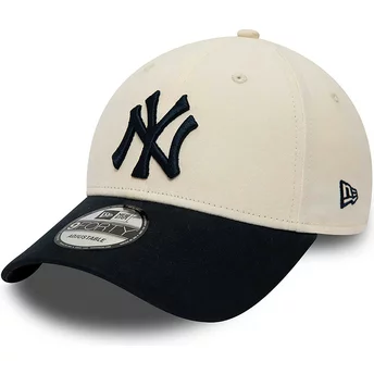 Casquette courbée beige et bleue marine ajustable 9FORTY New York Yankees MLB New Era
