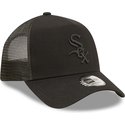 casquette-trucker-noire-avec-logo-noir-a-frame-tonal-mesh-chicago-white-sox-mlb-new-era