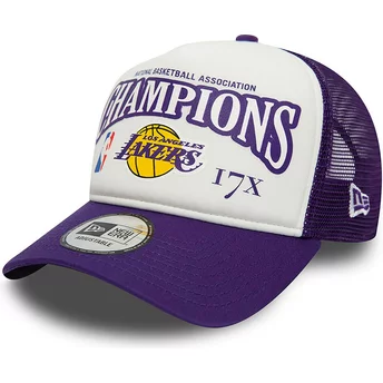 Casquette trucker violette et blanche A Frame League Champions Los Angeles Lakers NBA New Era