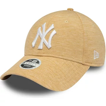 Casquette courbée beige ajustable pour femme 9FORTY Pull New York Yankees MLB New Era
