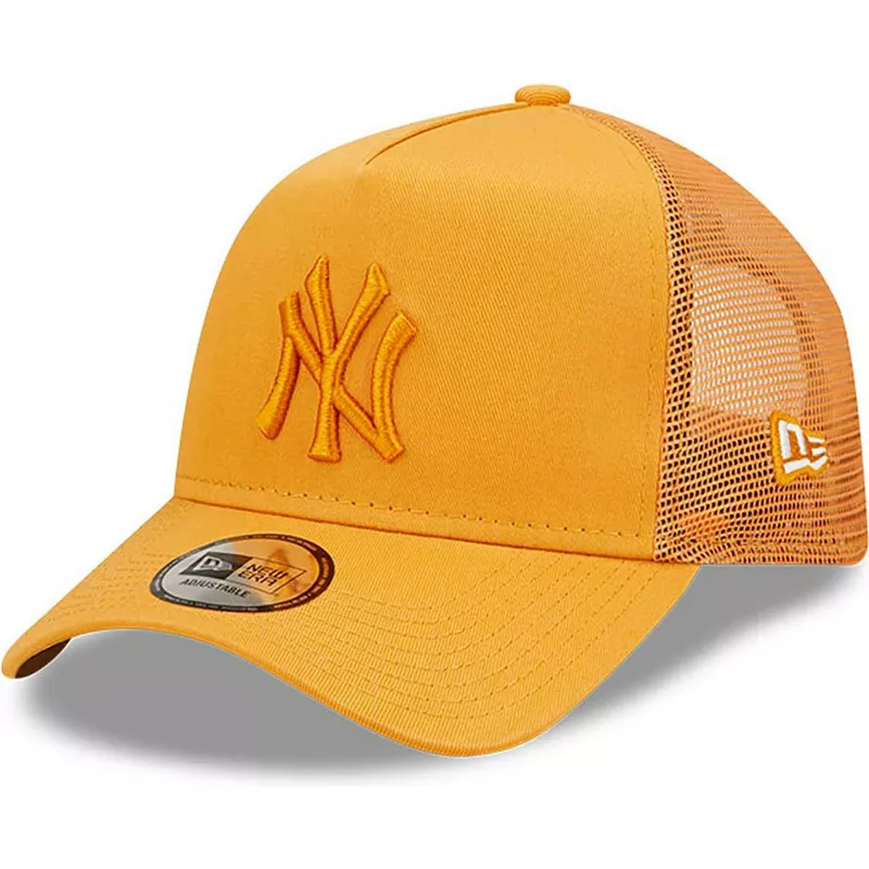 casquette-trucker-orange-avec-logo-orange-a-frame-tonal-mesh-new-york-yankees-mlb-new-era