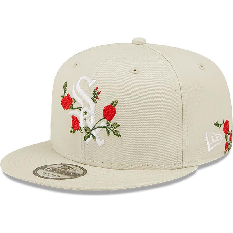 casquette-plate-beige-snapback-9fifty-flower-chicago-white-sox-mlb-new-era