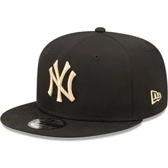 Casquette plate noire snapback avec logo beige 9FIFTY League Essential New York Yankees MLB New Era