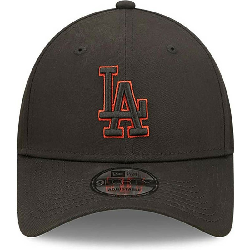 casquette-courbee-noire-ajustable-9forty-team-outline-los-angeles-dodgers-mlb-new-era