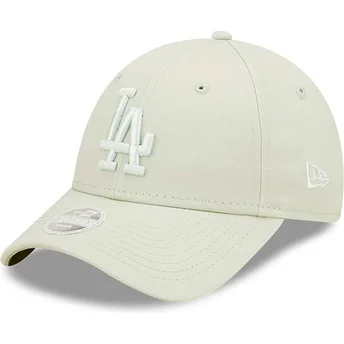 Casquette courbée verte claire ajustable pour femme avec logo vert 9FORTY League Essential Los Angeles Dodgers MLB New Era