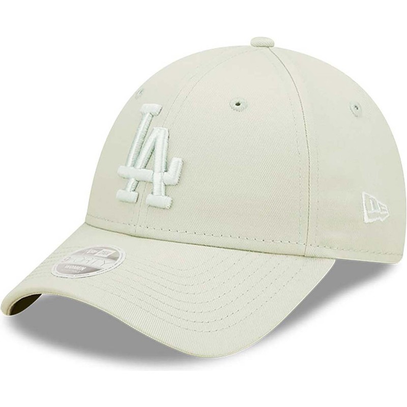 casquette-courbee-verte-claire-ajustable-pour-femme-avec-logo-vert-9forty-league-essential-los-angeles-dodgers-mlb-new-era