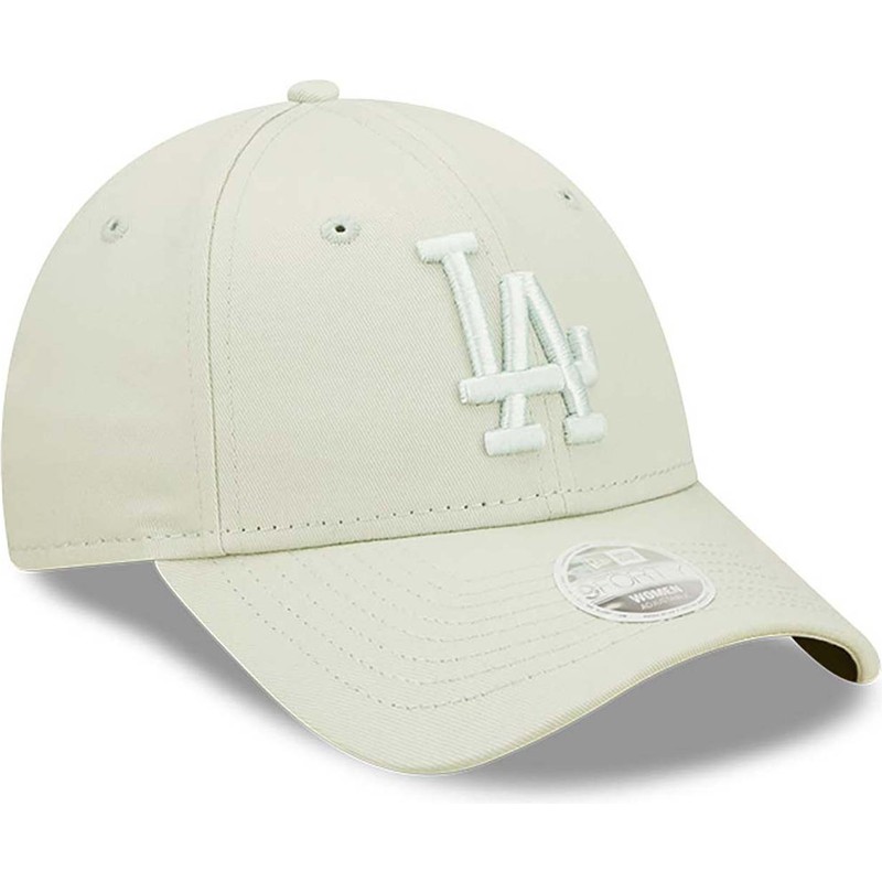 casquette-courbee-verte-claire-ajustable-pour-femme-avec-logo-vert-9forty-league-essential-los-angeles-dodgers-mlb-new-era