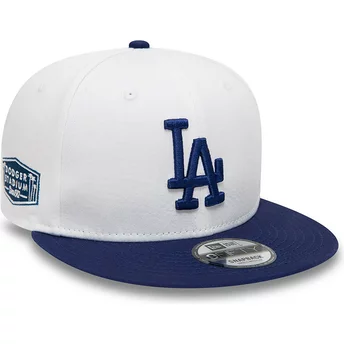 Casquette plate blanche et bleue snapback 9FIFTY Crown Patches Los Angeles Dodgers MLB New Era
