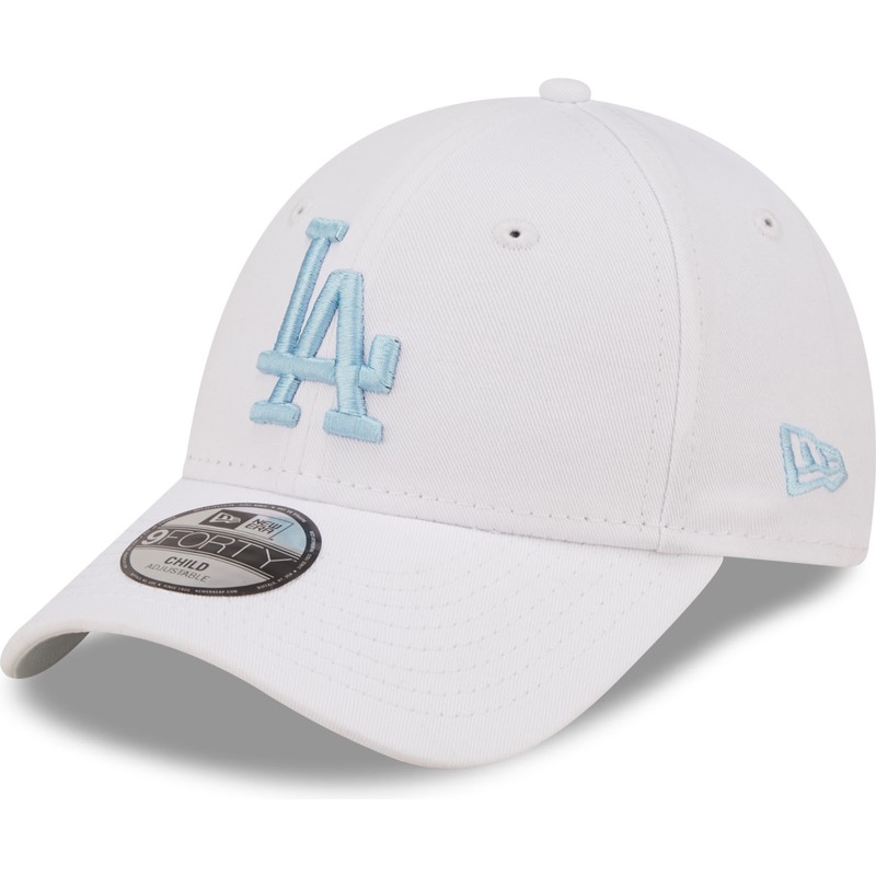 casquette-courbee-blanche-ajustable-avec-logo-bleu-pour-enfant-9forty-league-essential-los-angeles-dodgers-mlb-new-era