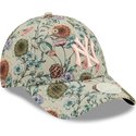 casquette-courbee-beige-ajustable-pour-femme-9forty-all-over-print-floral-new-york-yankees-mlb-new-era