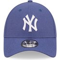 casquette-courbee-bleue-ajustable-9forty-linen-new-york-yankees-mlb-new-era