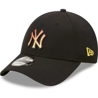 Casquette courbée noire ajustable avec logo orange 9FORTY Gradient Infill New York Yankees MLB New Era