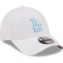 casquette-courbee-blanche-ajustable-avec-logo-bleu-9forty-neon-outline-los-angeles-dodgers-mlb-new-era