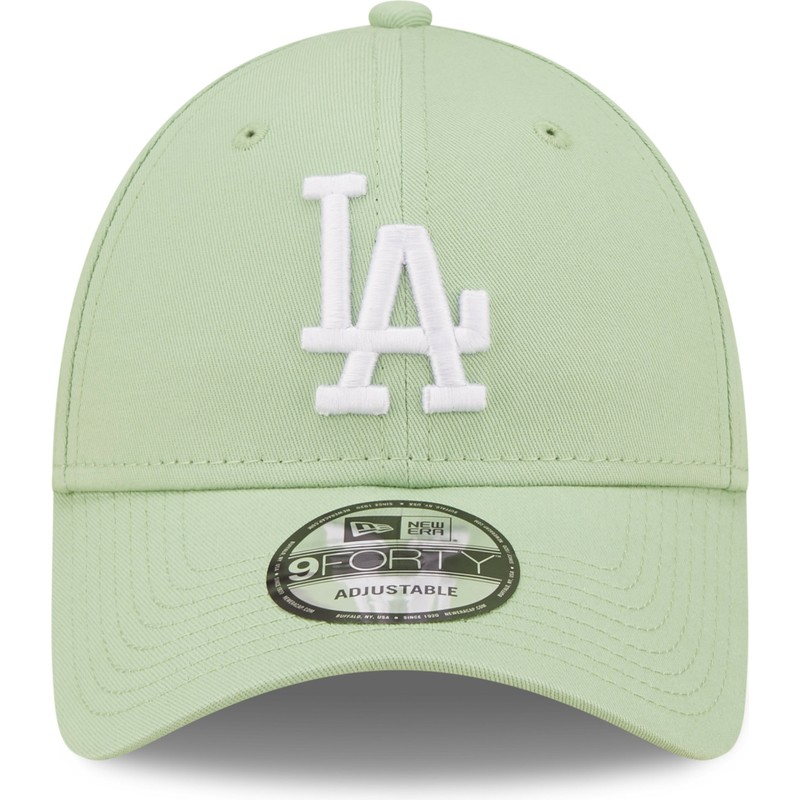 casquette-courbee-verte-claire-ajustable-9forty-league-essential-los-angeles-dodgers-mlb-new-era
