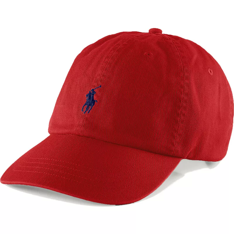 casquette-courbee-rouge-ajustable-avec-logo-bleu-cotton-chino-classic-sport-polo-ralph-lauren