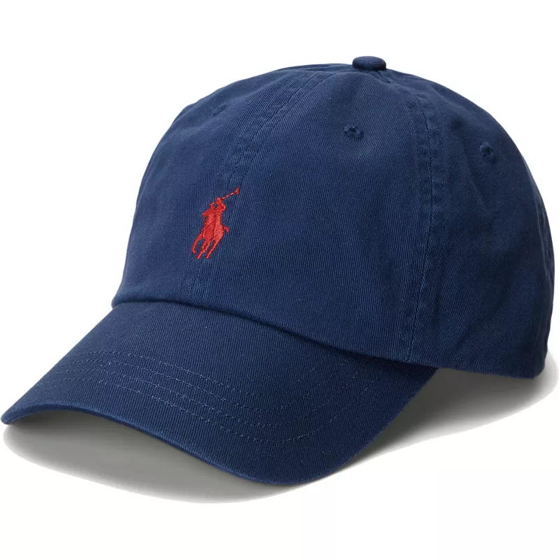 casquette-courbee-bleue-marine-ajustable-avec-logo-rouge-cotton-chino-classic-sport-polo-ralph-lauren