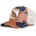 casquette-trucker-orange-et-blanche-papillon-majestic-monarchy-of-roses-the-farm-goorin-bros