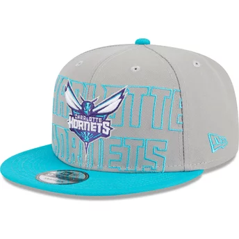 Casquette plate grise et bleue snapback 9FIFTY Draft Edition 2023 Charlotte Hornets NBA New Era