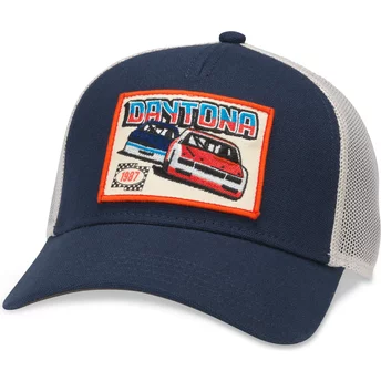 Casquette trucker bleue marine et blanche snapback Daytona International Speedway Valin American Needle