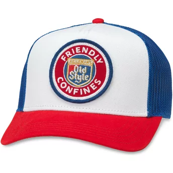 Casquette trucker blanche, bleue et rouge snapback Old Style Valin American Needle