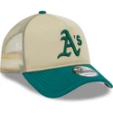 casquette-trucker-beige-et-verte-9forty-a-frame-all-day-trucker-oakland-athletics-mlb-new-era