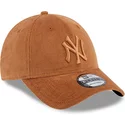 casquette-courbee-marron-ajustable-avec-logo-marron-9forty-cord-new-york-yankees-mlb-new-era