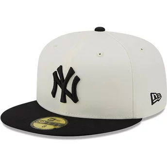 Casquette plate blanche et noire ajustée 59FIFTY Championships New York Yankees MLB New Era