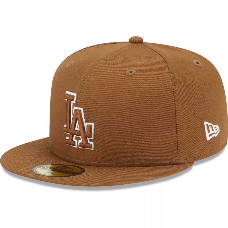 casquette-plate-marron-ajustee-59fifty-team-outline-los-angeles-dodgers-mlb-new-era